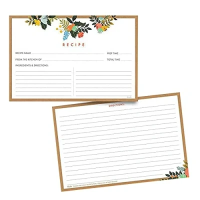 Image of Recipe Cards 4x6 Double Sided Notecards For Organized Kitchen Storage Wedding Bridal Shower 10kit