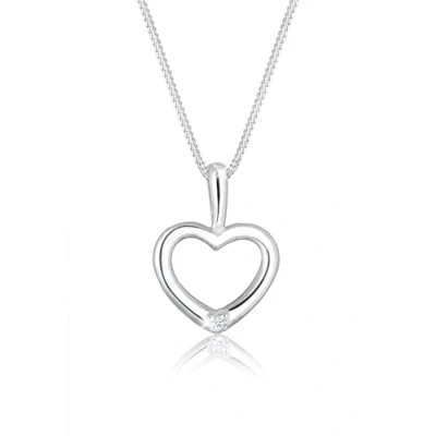 Image of Elli DIAMONDS Necklace Women Heart Pendant Love with Diamond (0.015 ct.) in 925 Sterling Silver