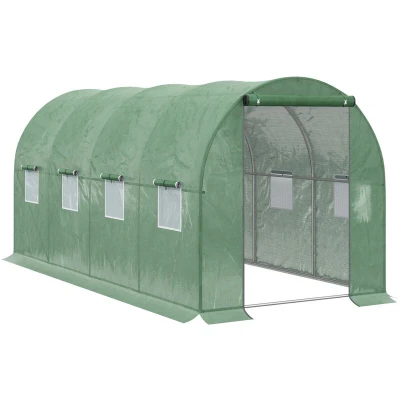 Image of Outsunny Walk in Polytunnel Round/Gable Top Garden Greenhouse Heat Shed W/Windows845 145
