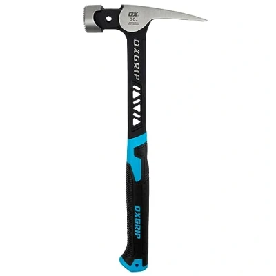 Image of OX Pro 30 Oz Ultrastrike Framing Hammer: Milled Face, Straight Claw, Robust Power, Vibration Dampening Bridged Neck, One Piece Steel Handle, Non Slip Grip, Safety Features for Ultimate Durability