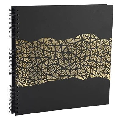 Image of Exacompta Ref 16981E Aramy Spiralbound Photo Album 320 x 320mm in Size, 60 Black Pages, Holds Approximately 360 Photos Gold Marking Embossed Cover