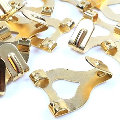 Image of 50x Large Brass Double Picture Hanging Wall Hooks Wire/Rope Framed Photo Strong