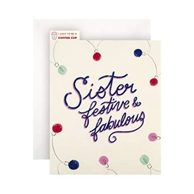 Image of Hallmark Croppers CupCycled Christmas Card for Sister Contemporary Festive Lights Design