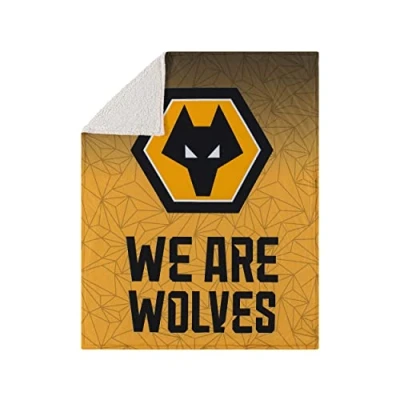 Image of FOCO Premier League Football Wolverhamton Wanderers Fan Sherpa Plush Throw Blanket