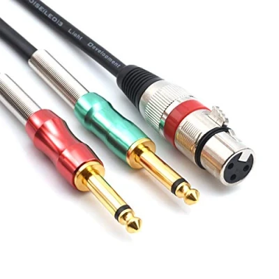Image of SiYear 6.6FT XLR Female 3Pin to 6.35mm 1/4 inch Mono Male Audio Y Splitter Cable, Dual 1/4&quot; Stereo Microphone Converter Adapter Cable(2m)