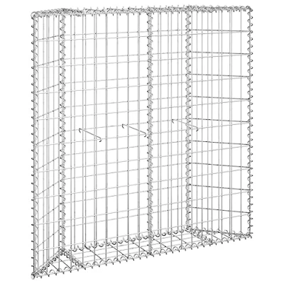Image of vidaXL Trapezium Gabion Raised Bed Galvanised Steel Garden Planter Sturdy Outdoor Flower &amp; Plant Silver, 100x20x100cm