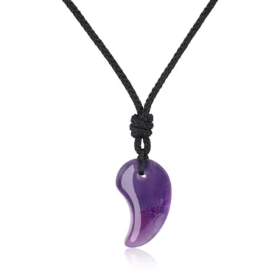 Image of COAI Womens Girls Magatama Amethyst Crystal Quartz Pendant Necklace