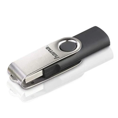 Image of Hama 108071 Rotate FlashPen, USB 2.0, 128GB, 10MB/s Black Silver