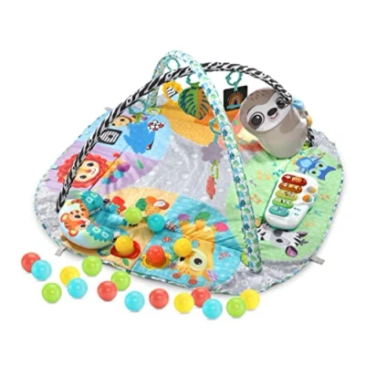 Image of VTech 7 in 1 Touch &amp; Feel Sensory Play Gym Grow with Baby Developmental Suitable for Ages 0 24 Months, English Version