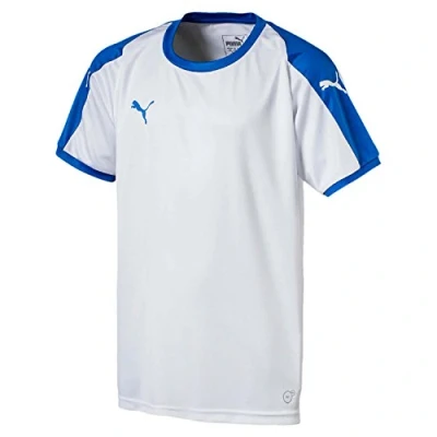 Image of PUMA Kid&#039;s LIGA Jersey Jr T Shirt, White/Electric Blue, Size 176