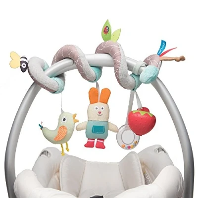 Image of Taf Toys Garden Spiral Baby Toy for Pram, Buggy, Pushchair or Carseat. 3 Hanging Early Development Rattling + Dummy case. Suitable from Birth