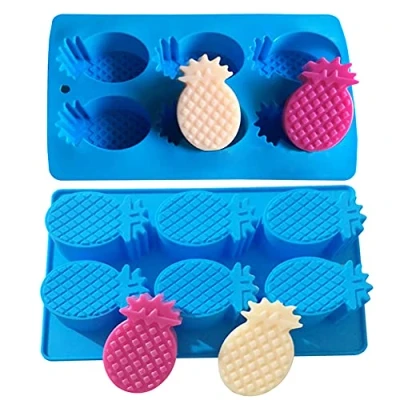 Image of WonDerfulC 3D Pineapple Silicone Mould 2 PCS Fruit Shape Soap Chocolate Dessert Ice Cube Fondant Cake Moulds Making Clay Epoxy Resin DIY Baking
