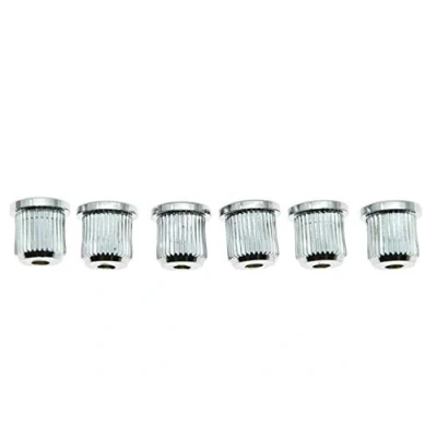 Image of KAISH 6x Chrome Guitar String Through Body Ferrule 5/16&quot; Ferrules for USA Tele/Telecaster