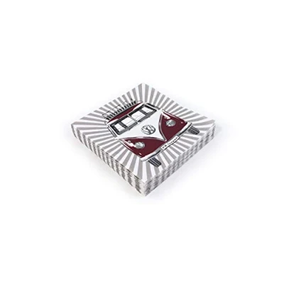 Image of BRISA VW Collection Volkswagen Napkins Table Paper Tissues with T1 Bus and Beetle Motif (Samba Stripes/Red)