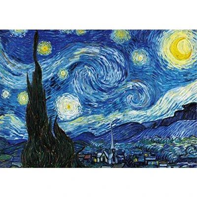 Image of 1000 Piece Jigsaw Puzzles for Adults Starry Night by Vincent Van Gogh 27.56 x 19.69 Inch Educational Game Challenge Toy Pieces