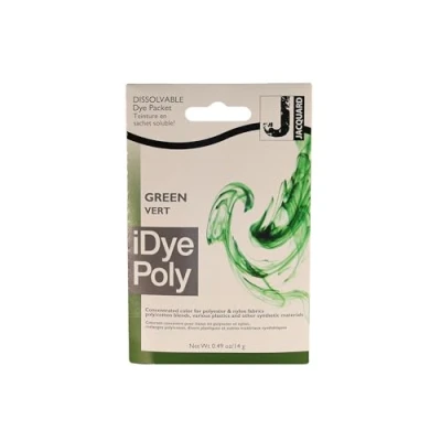 Image of Jaquard IDYE Poly Green Fabric Dye for Synthetic Fabrics and Clothing No Mess Sachet
