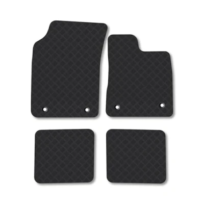 Image of Rubber Car Mats Compatible with Chrysler Ypsilon (2011 2015) Tailored Fit Floor Set Accessory Black Custom 4 Pieces Clips Anti Slip Backing, Heavy Duty &amp; Waterproof