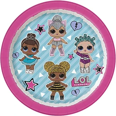Image of Unique 20904 Paper Plates 18 cm LOL Surprise Party Pack of 8, Multicolour