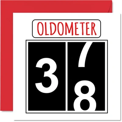 Image of Fun 38th Birthday Cards for Men Woman Oldometer Happy Card Dad Mum Son Daughter Brother Sister Uncle Auntie Cousin, 145mm x Greeting Cards,