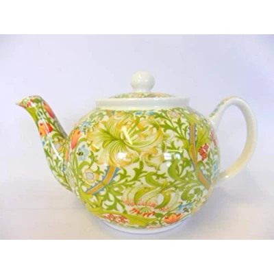 Image of Heron Cross Pottery William Morris golden lily 2 cup teapot from the Abbeydale Collection.