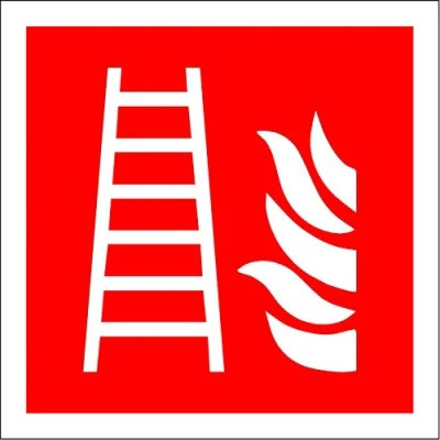 Image of ISO Safety Label Sign International Fire Ladder Symbol Self Adhesive Sticker 100mm x (Pack of 5 Stickers)