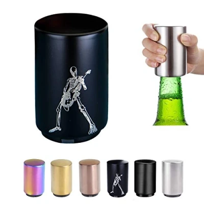 Image of Push Down Bottle Opener,Magnetic Beer Opener,Press Automatic Opener,Magnet Cola Soda Crown Cap Top Opener Tool Kitchen Gadgets Accessories Christmas Gifts for Men