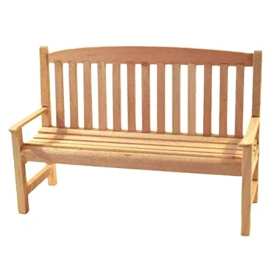Image of Melody Jane Dolls House Bare Wood Garden Bench Miniature Outdoor Park Furniture1:12 Scale