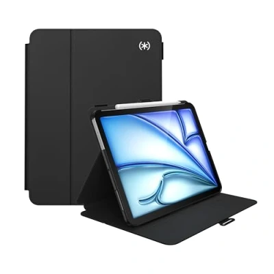 Image of Speck New iPad Air 11 Case (2024) Fits (2024/2022/2020, 6th/5th/4th Gen) with Pencil Holder, Drop &amp; Camera Protection, Slim Multi Range Stand, Balance Folio Black/Black/White