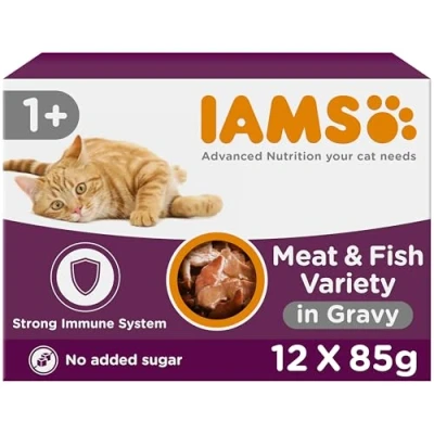 Image of IAMS Adult Wet Cat Food Land &amp; Sea in Gravy 12 x 85g