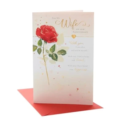 Image of UK Greetings Wedding Anniversary Card for Wife Tradtional Heartfelt Card, Multi