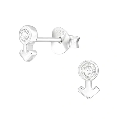 Image of The Rose &amp; Silver Company Women Girls 925 Sterling Cubic Zirconia Tiny Arrow Stud Earrings