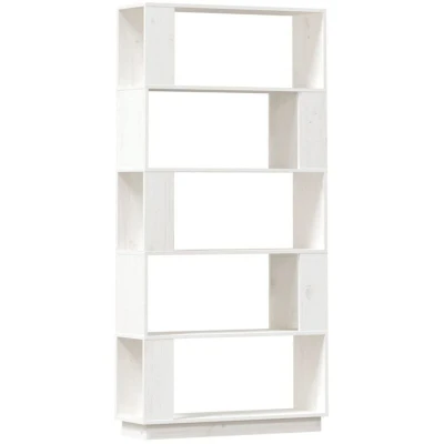 Image of vidaXL Book Cabinet/Room Divider White 80x25x163.5 cm Solid Wood Pine