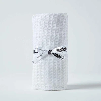 Image of HOMESCAPES 100% Organic Cotton Waffle Baby Blanket White Cot Size 90 x 112 cm Super Soft Combed