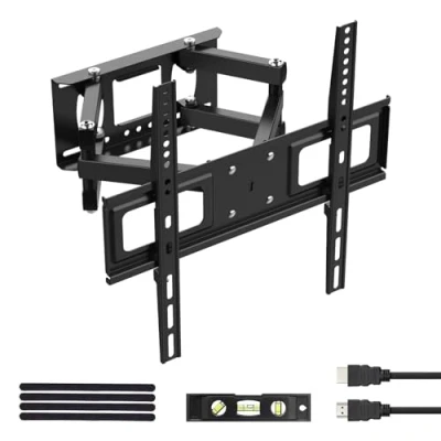 Image of GRIFEMA TV Wall Bracket, Mount Tilt and Swivel for 26 to 65 Inches Universal Bracket Flat &amp; Curved TVs or Monitors, Max VESA 400x400mm, up 35kg with HDMI Cable GB1004 1