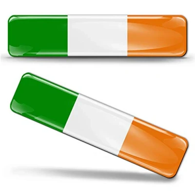 Image of 2 x 3D Domed Silicone Stickers Decals Ireland National Irish Flag Car Motorcycle Helmet F 12