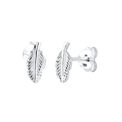 Image of Elli Women&#039;s Silver 925 Sterling Xilion Cut Feather Stud Earrings