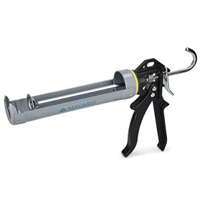 Image of Navaris Caulking Gun 23cm Sealant for 310ml Cartridge Tube Adhesive Applicator Professional Hardware Tool Silicone Acrylic Glue