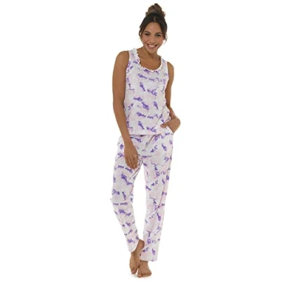 Image of undercover lingerie Ladies Tie Dye Long Pyjamas LN1608 Lilac 8 10