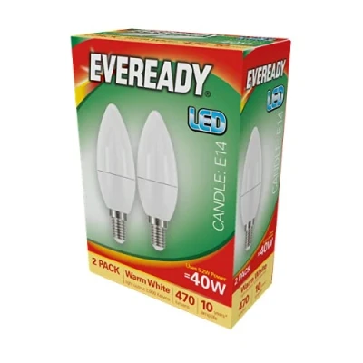 Image of Eveready 5.2w = 40w LED Candle E14 SES 2 Pack