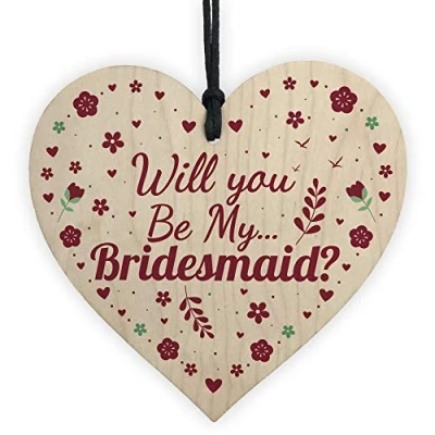 Image of RED OCEAN Will You Be My Bridesmaid Invitation Handmade Wooden Heart Wedding Asking Friendship Gift Card Accessories