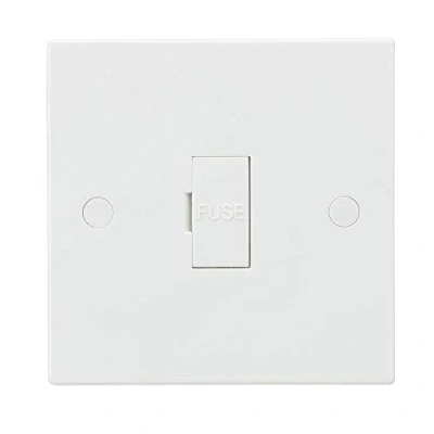 Image of Knightsbridge White Square edge Plastic 13A Fused Spur Unit with 3A Fuse Fitted