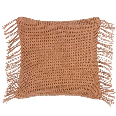Image of Yard Nimble Knitted Filled Cushion Blue Cotton Size 45 cm x