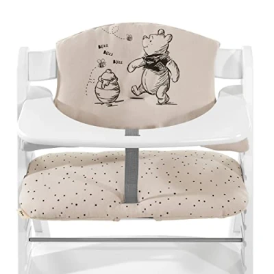 Image of hauck Highchair Pad Select, Disney Winnie the Pooh Beige for Alpha+ Wooden High Chair, from 6 Months, Soft Fabric, Anti Slip, Machine Washable, Easy to Install