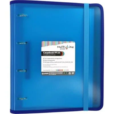 Image of Carpeblock 4 Rings with Refill and Separators, A4, Assorted Colours A4 blue