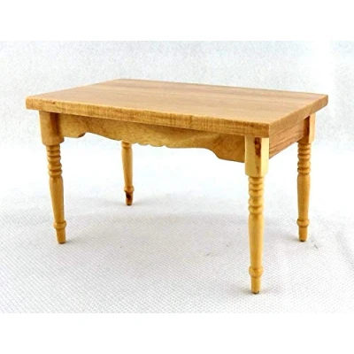 Image of Melody Jane Dolls House Light Oak Rectangular Table Miniature Kitchen Dining Room Furniture