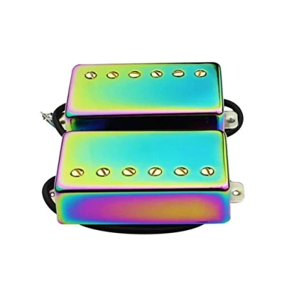 Image of Guyker Guitar Humbucker Pickups Set Sealed Double Coil Neck and Bridge Pickup Replacement Parts for LP 6 String Electric (Chameleon Rainbow)