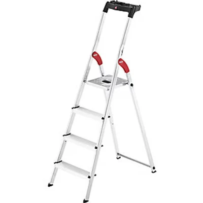 Image of Hailo 8160 707 L60 safety ladder, 7 steps, multifunction tray, hinge protection, made in Germany