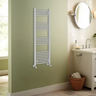 Image of Warmehaus Contemporary Straight Heated Bathroom Towel Rail Radiator Rad 1400x500mm Chrome