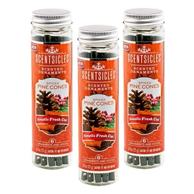 Image of Scentsicles Spiced Pine Scented Ornaments with Hooks 3 Bottles (18 Sticks)