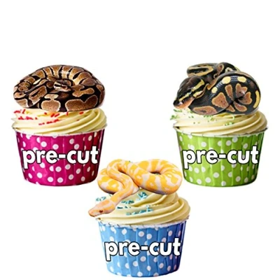 Image of AK Giftshop PRE CUT Reptile Python Snake Mix Edible Cupcake Toppers/Cake Decorations (Pack of 12)